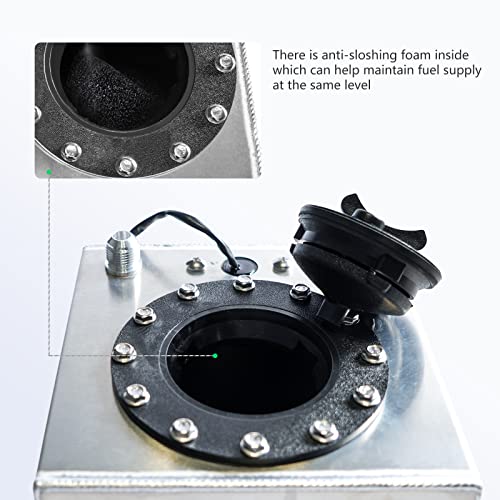 GSTP Universal 2.5 Gallon 10L Fuel Cell Tank with Cap and Level Sender Polished Aluminum Silver - Image 3