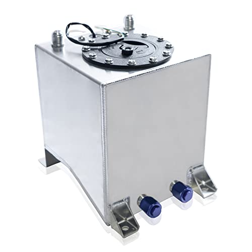 GSTP Universal 2.5 Gallon 10L Fuel Cell Tank with Cap and Level Sender Polished Aluminum Silver - Image 1