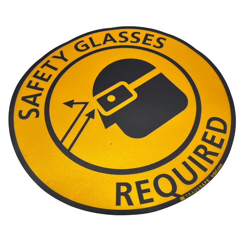 TRADESAFE Safety Glasses Required Anti-Slip Floor Sticker - Eye Protection Required Caution Sign, Peel and Stick Adhesive Vinyl Sign, ANSI-Compliant, 17” Diameter Round Sticker - Image 4