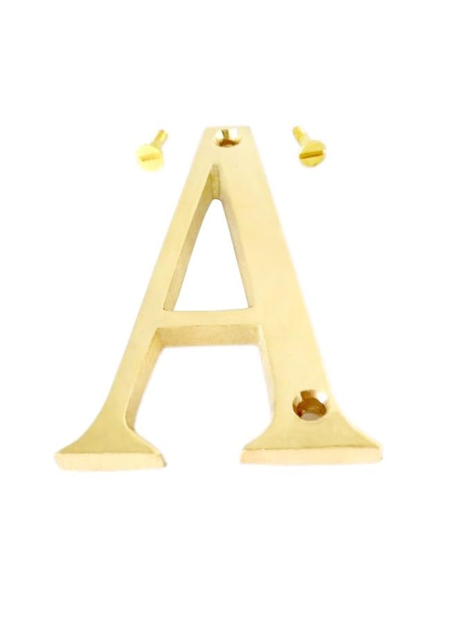Sara International Robin Exports Metal Alphabet A with 2 Screws 4 Inch Gold  - Image 1