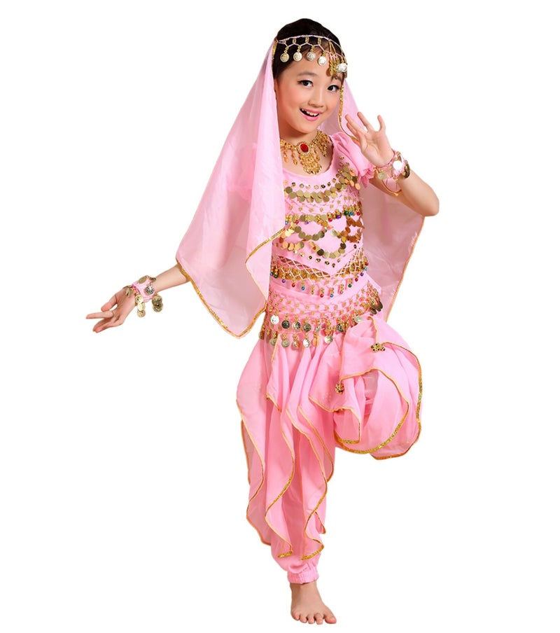 Astage Girl Kids Halloween Party Costume Belly Dance Active Wear All Ornaments Pink Medium