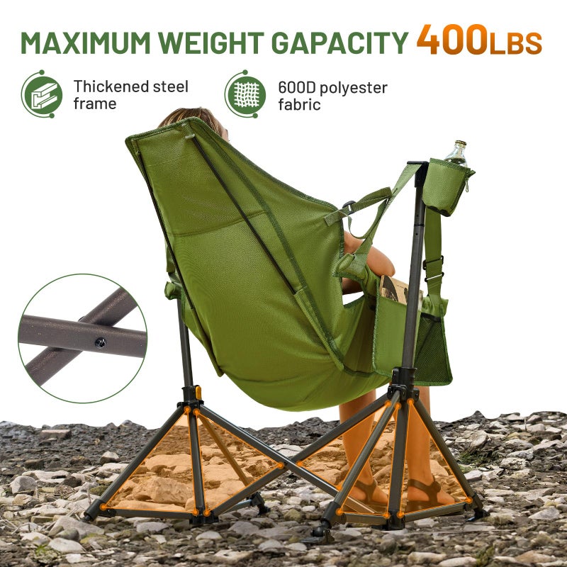 TIMBER RIDGE Hammock Camping Chair, Oversized Swinging Hammock Chair with Adjustable Back and Seat for Outdoor Lawn, Sports, Supports 400lbs, Green - Image 3