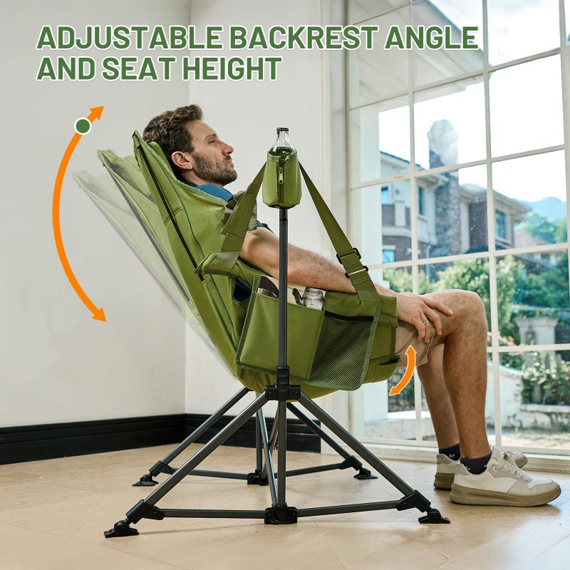 TIMBER RIDGE Hammock Camping Chair, Oversized Swinging Hammock Chair with Adjustable Back and Seat for Outdoor Lawn, Sports, Supports 400lbs, Green - Image 5