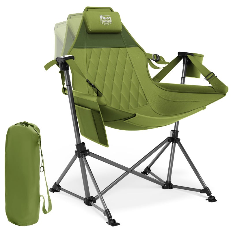 TIMBER RIDGE Hammock Camping Chair, Oversized Swinging Hammock Chair with Adjustable Back and Seat for Outdoor Lawn, Sports, Supports 400lbs, Green - Image 1