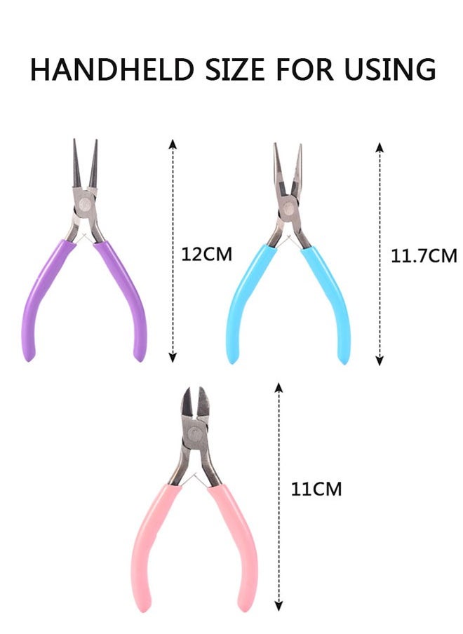وهاواي 3pcs Mini Pliers set professional for Jewelry Pliers Making Tools needle Nose Long Round Wire Cutter Repair, Wrapping, Cutting Small Jewelry Making Tool Kit  - Image 2
