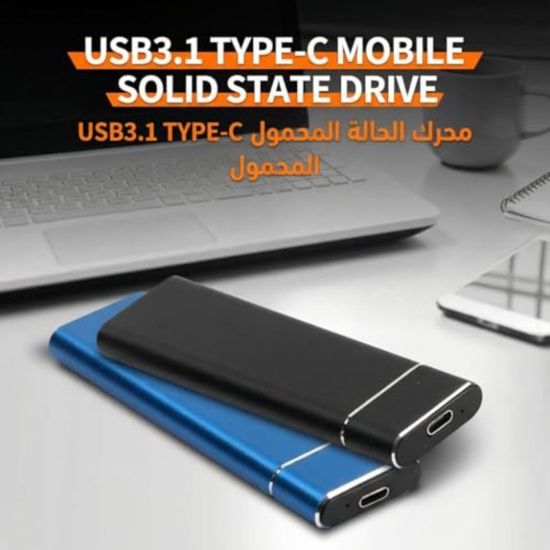 SSD محمول USB3.1 Type-C 1 تيرابايت من سبائك الألومنيوم الأسود للاستخدام المحمول، محرك أقراص الحالة الصلبة المقاوم للصدمات - Image 2