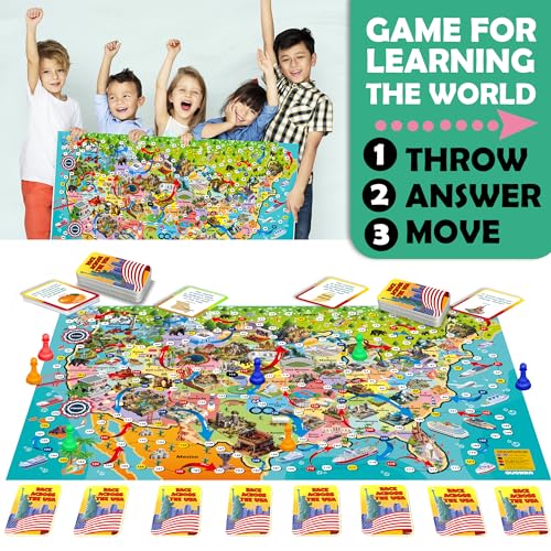 QUOKKA Board Game for Kids 812 Learning Educational Card Games for Ages 68 Indoor Outdoor Activity for Teens Adults Family Geography United States 100 Question Cards with Top Facts - Image 5