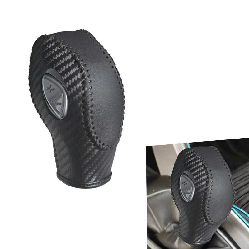 yorpyep Gear Shift Cover Breathable AntiScratch Gear Shift Knob Cover AntiSlip Carbon Fiber Auto Transmission Lever Decoration Compatible with Focus Fiesta Escape Transit EcoSport Black - Image 3