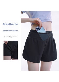 Generic Summer Lightweight Running Shorts with Fanny Pack for Men Black  - Image 4