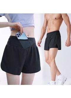 Generic Summer Lightweight Running Shorts with Fanny Pack for Men Black  - Image 1