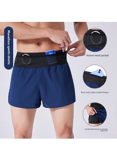 Generic Summer Lightweight Running Shorts with Fanny Pack for Men Black  - Image 3