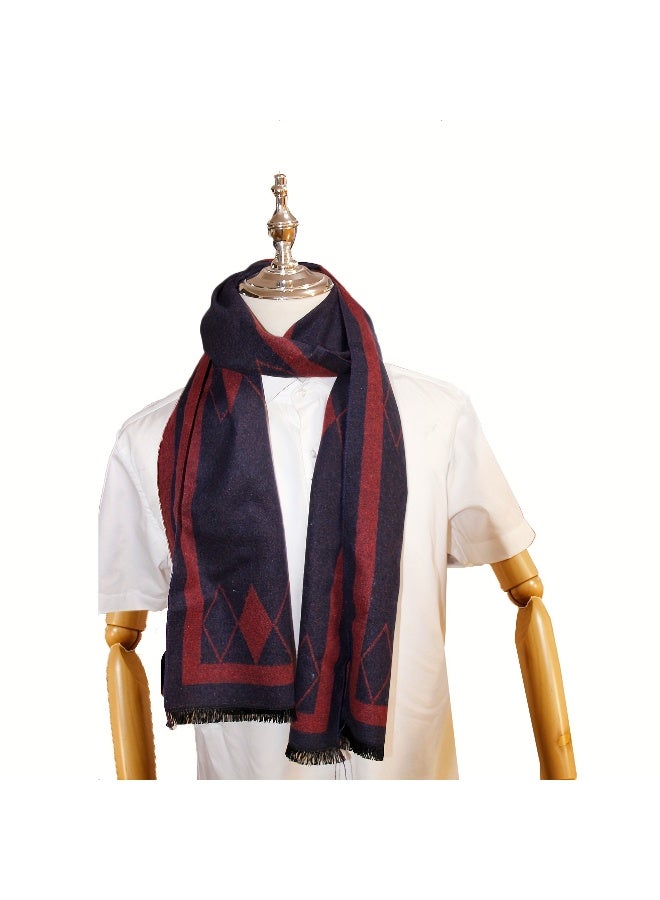 1pcs Soft Touch Checkered Scarf, Unisex Classic Winter Scarf, Lightweight And Warm Trends Men Winter Warm Long Scarves - Image 3