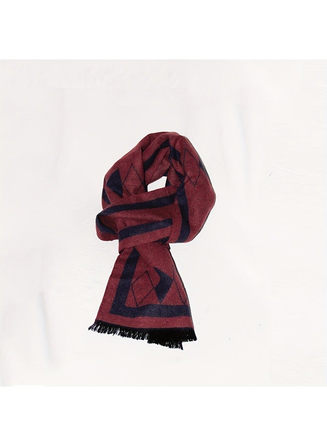 1pcs Soft Touch Checkered Scarf, Unisex Classic Winter Scarf, Lightweight And Warm Trends Men Winter Warm Long Scarves - Image 1