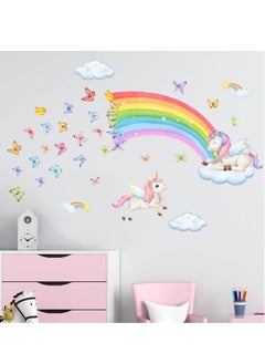 Excefore Rainbow Wall Stickers, Butterfly Unicorn Clouds, Peel and Stick Wall Art Decals, for Kids Room Baby Girls Boys Bedroom  - Image 2