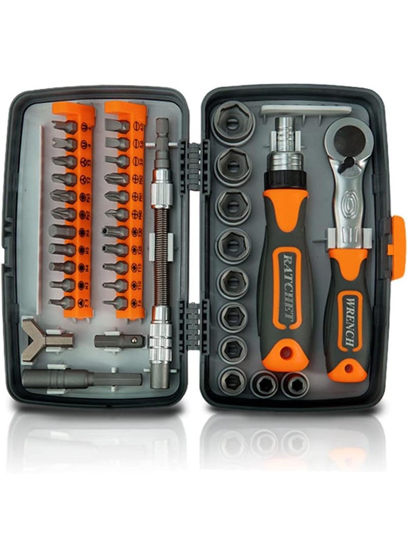 GGOOT 38 in 1  38 in 1 Household Labor Saving Ratchet Screwdriver Bit Set Mulurpose Tool Kit Hardware Tools Combination Wrenches Toolbox Hand Tool Sets - Image 1