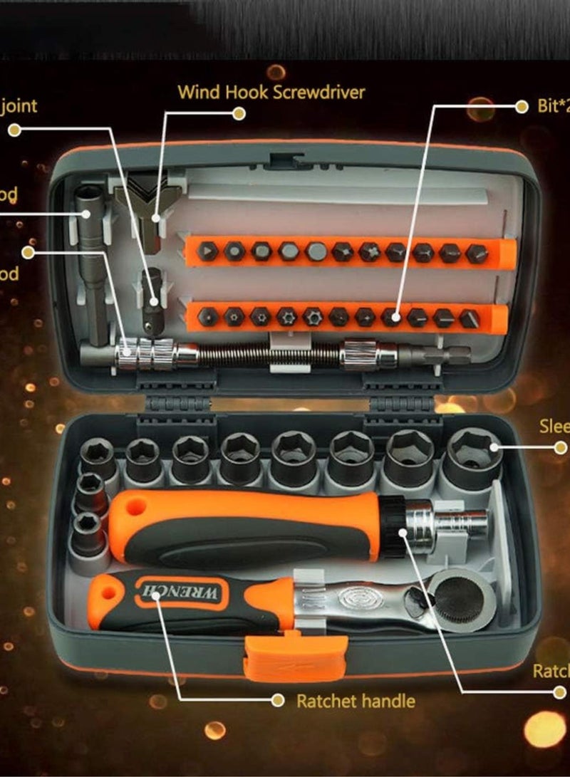 GGOOT 38 in 1  38 in 1 Household Labor Saving Ratchet Screwdriver Bit Set Mulurpose Tool Kit Hardware Tools Combination Wrenches Toolbox Hand Tool Sets - Image 5