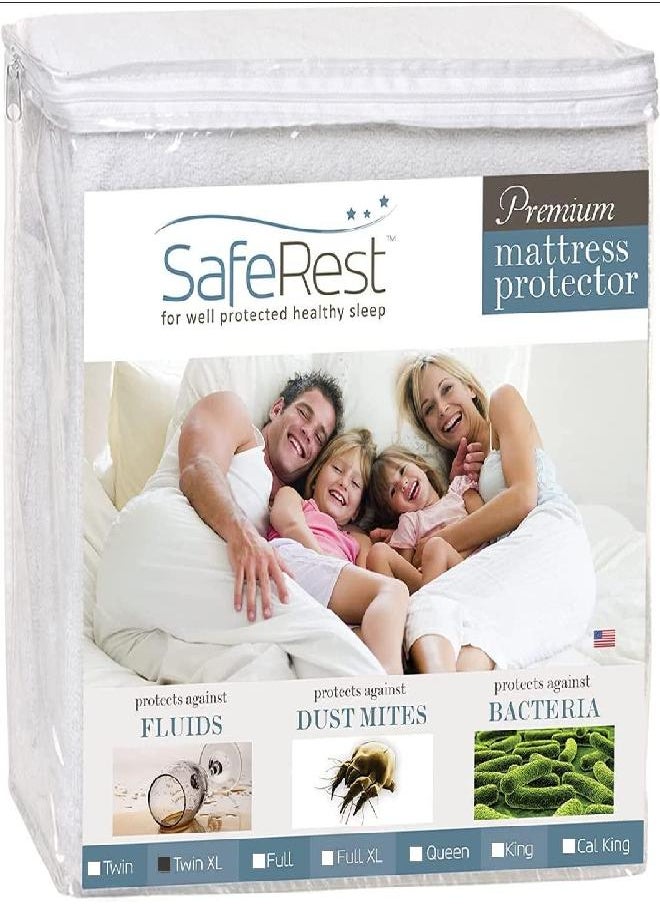SafeRest - SafeRest TwinXL Mattress Protector - Fitted Mattress Pad Cover - Bedding Essentials for College Dorm Room, New Home, First Apartment - Cotton Terry, Waterproof Mattress Cover Protector - Image 1