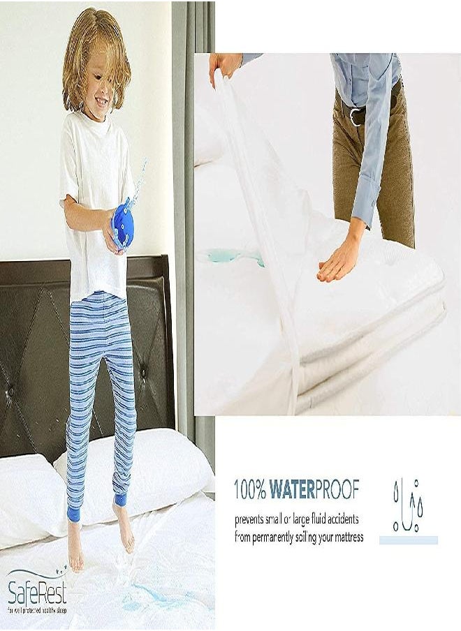 SafeRest - SafeRest TwinXL Mattress Protector - Fitted Mattress Pad Cover - Bedding Essentials for College Dorm Room, New Home, First Apartment - Cotton Terry, Waterproof Mattress Cover Protector - Image 1