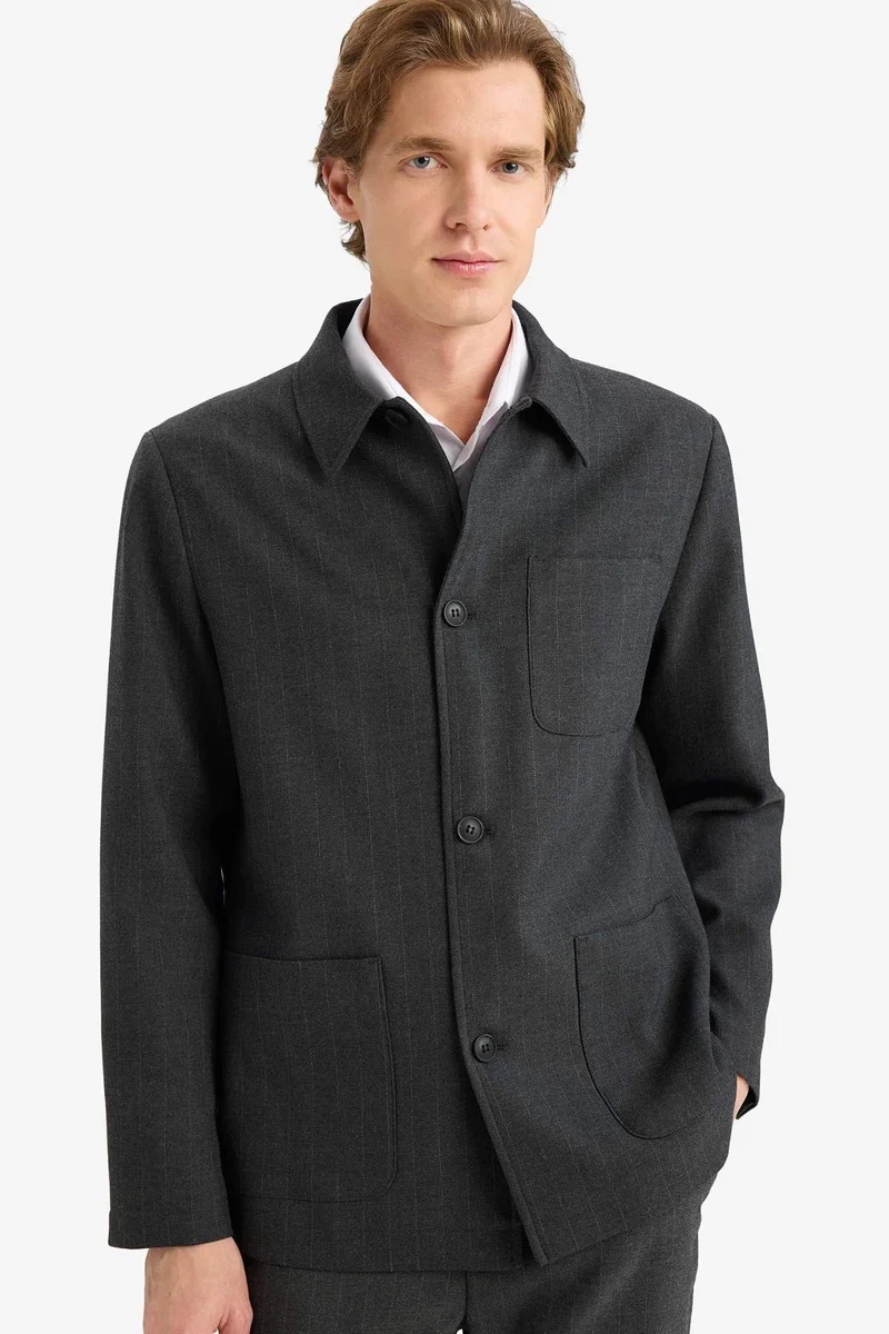 Defacto Regular Fit Polo Collar Cotton Lined Blazer