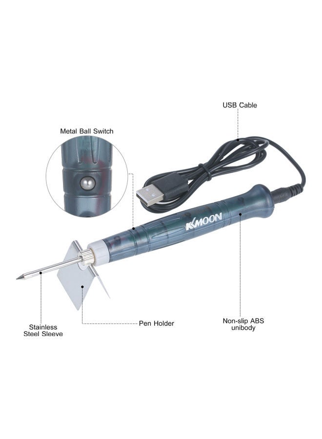 NIBEMINENT Mini Portable Soldering Iron With Accessories Dark Green/Silver 23cm - Image 1