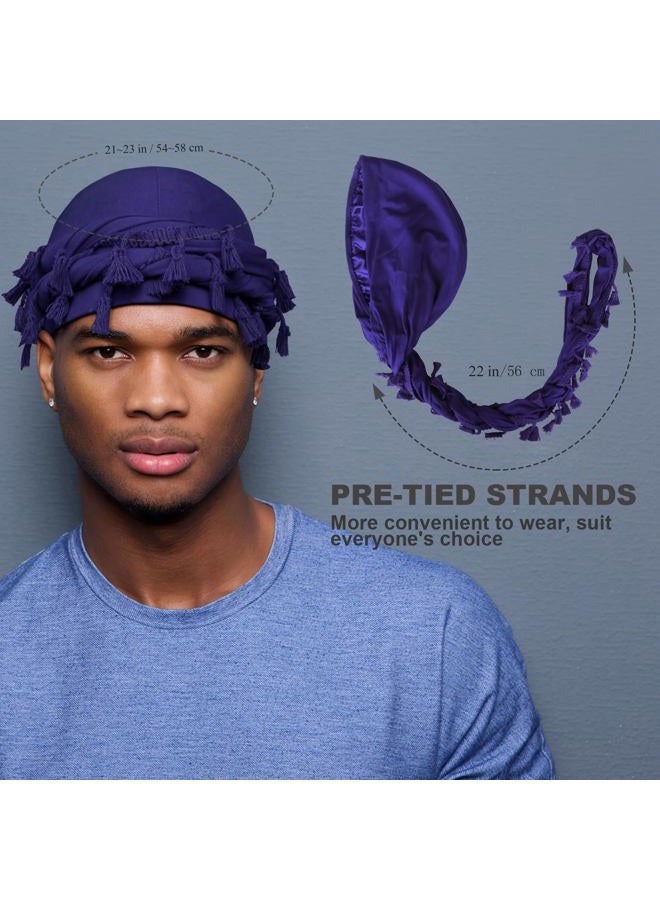 MLTUARG 6 Pack Satin Lined Turban for Men, Silky Pre-Tied Halo Wraps – Sleep Caps for Waves, Braids & Hair Care, Black+navy+khaki+yellow+blue+coffee+, One size - Image 2