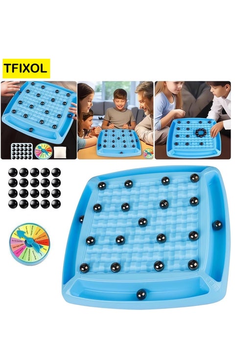 Magnetic Board Game, 20 Pieces Balls Board Game with Punishment Wheel,Table Top Magnetic Game for Kids Adults,Educational Game for Family Party