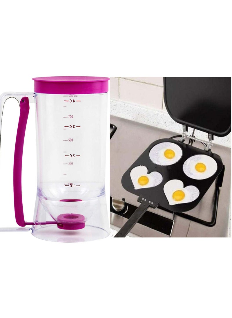 DubaiGallery Pancake Pan Nonstick, Pancake Pan Non Stick Flip, 4 in 1 Pancake Maker With Cake Batter Dispenser  - Image 1