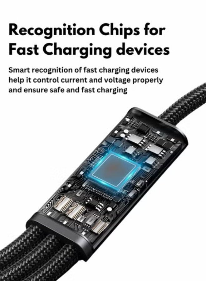 3-in-1 Multi Charging Cable USB to C type Android & iPhone Fast charging Data Transfer cable in multi colors - Image 4