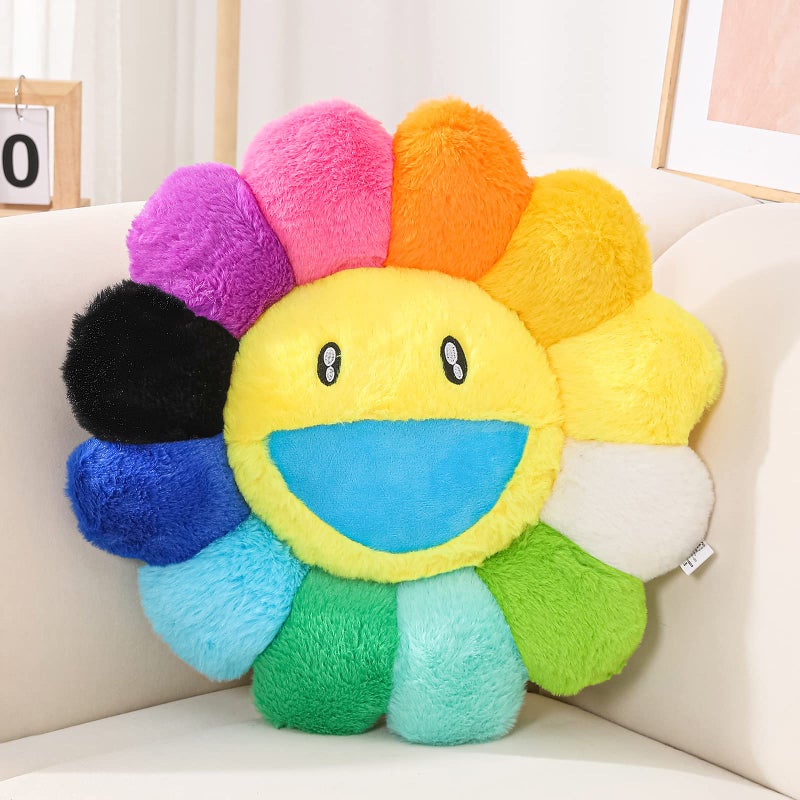 FIONOUT Flower Pillow Flower Shaped Throw Pillow Flower Face Floor Cushions Floor Pillow Colorful Sunflower Plush Pillow Cute Room Decor Decorative Pillows for Sofa Bedroom Car 60CM236in