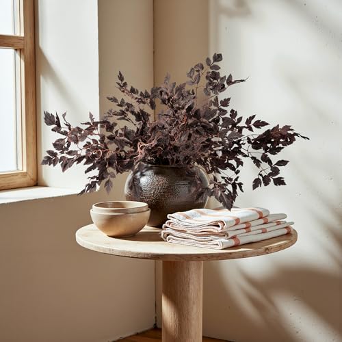 Uqueeten Artificial Fall Leaves Fall Stems Silk Plants Artificial Cimicifuga Plant Greenery， 4pcs Fall Stems for Vases Silk Plants for Home Indoor Table，Fireplace，Shop Office Decorations (No Vase - Image 3