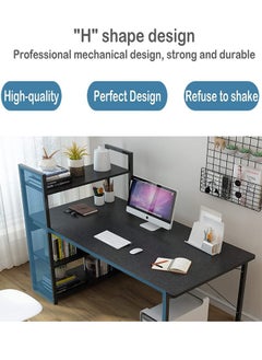 JANTENS Computer Desk with Storage Shelves Study Writing Table for Home Office, Modern Simple Style Wood Black 120x110x60 cm  - Image 5