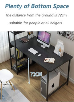 JANTENS Computer Desk with Storage Shelves Study Writing Table for Home Office, Modern Simple Style Wood Black 120x110x60 cm  - Image 3