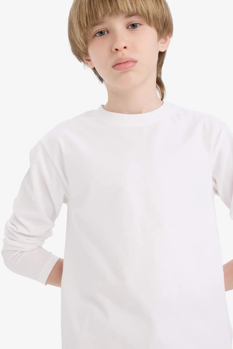 ديفاكتو Boy Crew Neck Basic Long Sleeve T-Shirt