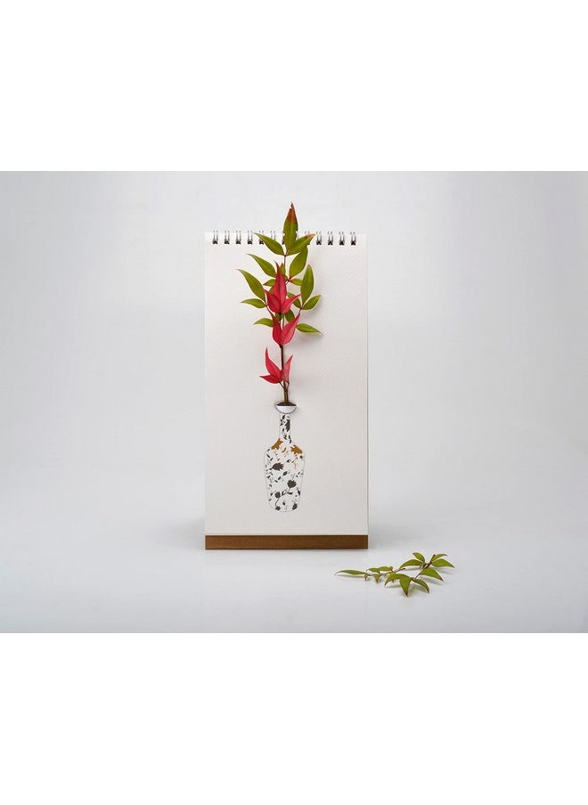 PLAYABLE ART PLAYABLE ART Flip Vase - Tabletop Notebook-Styled Vase for Flowers and Art - Change Through 7 Unique Drawings That Fits Your Mood - Designed by Spextrum® (Gold Vases)  - Image 2