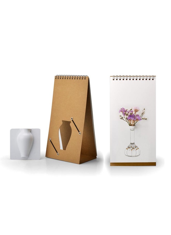 PLAYABLE ART PLAYABLE ART Flip Vase - Tabletop Notebook-Styled Vase for Flowers and Art - Change Through 7 Unique Drawings That Fits Your Mood - Designed by Spextrum® (Gold Vases)  - Image 4