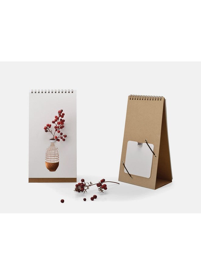 PLAYABLE ART PLAYABLE ART Flip Vase - Tabletop Notebook-Styled Vase for Flowers and Art - Change Through 7 Unique Drawings That Fits Your Mood - Designed by Spextrum® (Gold Vases)  - Image 1