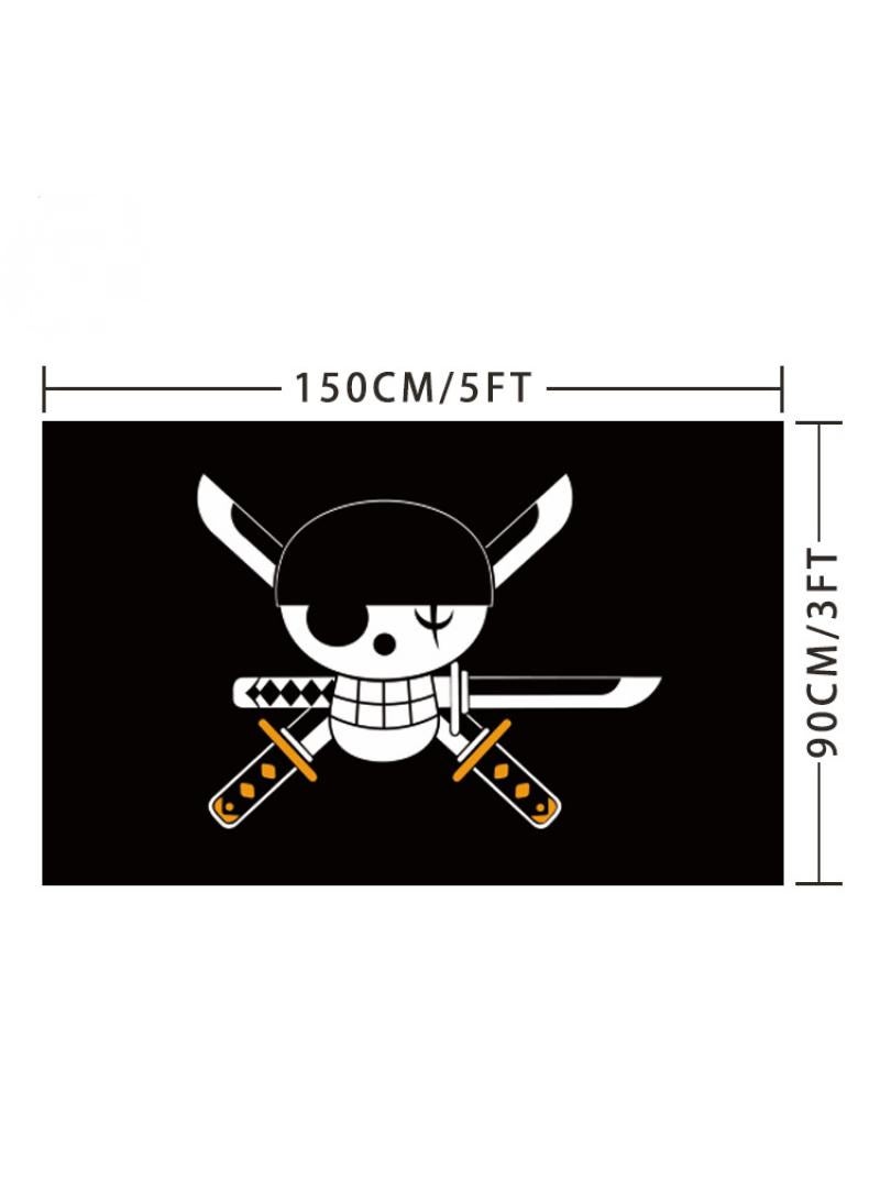 General 1-Pieces Polyester Flag ONE PIECE Cosplay Pirate Flag Room Decor Flag with Corners Buckle 150x90CM Black-H  - Image 1