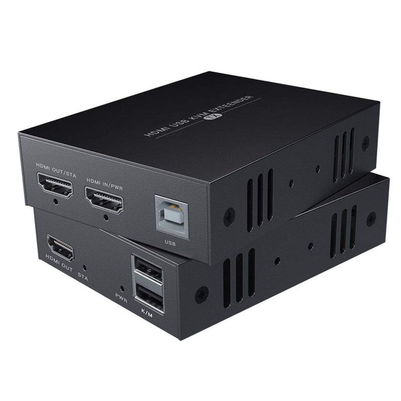 PWAYTEK موسع HDMI KVM USB لنقل فيديو 1080p HD عبر كابل Ethernet Cat5e/6 بطول 50م (164 قدم) للتحكم عن بُعد في الماوس ولوحة المفاتيح - Image 1