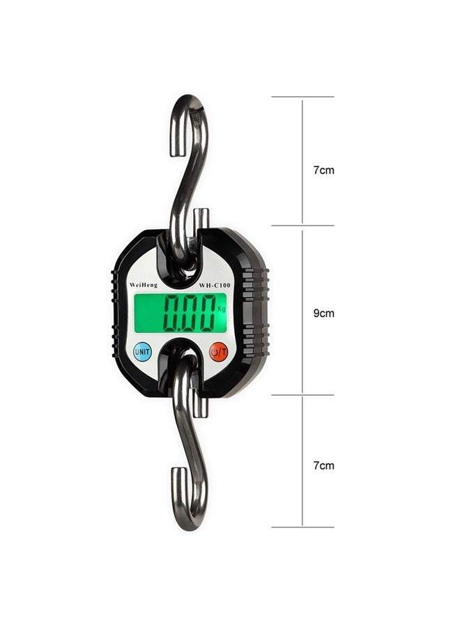 Portable Mini Crane Scale 150 kg / 300 lb Heavy Duty Digital Hanging Scales LCD Display with Backlight for Home Farm Hunting Outdoor Black  - Image 2