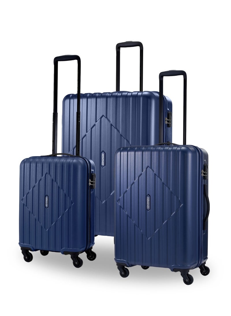 AMERICAN TOURISTER - Skytrac Set of 3, Hard Luggage Trolley Bags 55+68+80cm, Navy with TSA - Image 1
