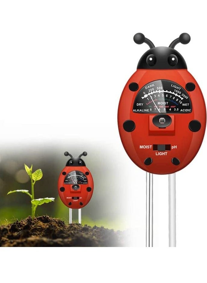 3-in-1 Soil Tester Kit - Soil pH Meter with Moisture, Light, and pH Testing for Garden, Farm, Lawn, Indoor & Outdoor Use (No Battery Required) - Cute Ladybug Design - Image 1