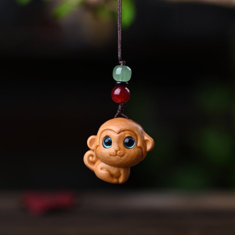 Thuja Zodiac Chinese Hundred Rosewood Car Keychain Cute Bag Mobile Phone Pendant Gift Pendant - Image 1