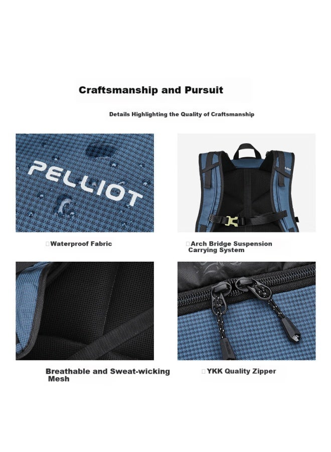 Pelliot Outdoor Hiking Backpack, Lightweight Large Capacity Professional Trekking Water-resistant Rucksack, Travel 165025051 Blue - Image 2