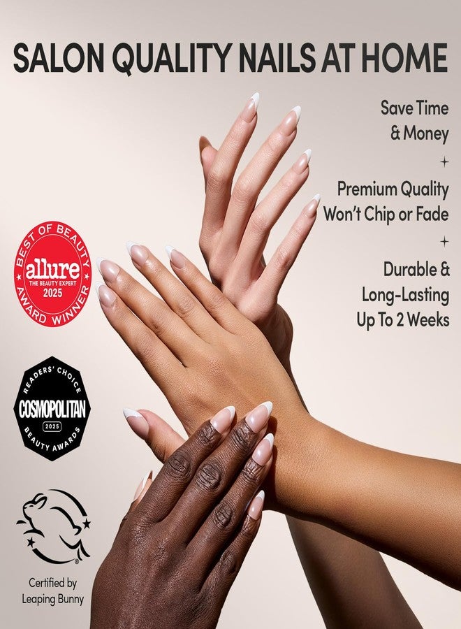 Glamnetic Press On Nails - Mrs. | Short Almond Fake Nails with French Tips and Glossy, Glazed Finish, Salon Quality | 15 Sizes - 30 Nail Kit with Glue - Image 2