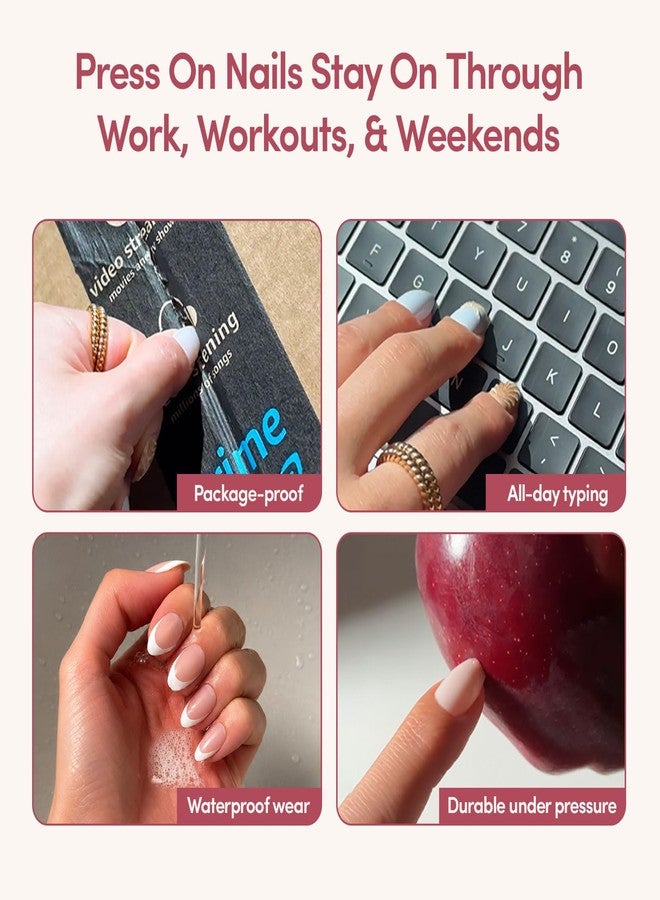 Glamnetic Press On Nails - Mrs. | Short Almond Fake Nails with French Tips and Glossy, Glazed Finish, Salon Quality | 15 Sizes - 30 Nail Kit with Glue - Image 5