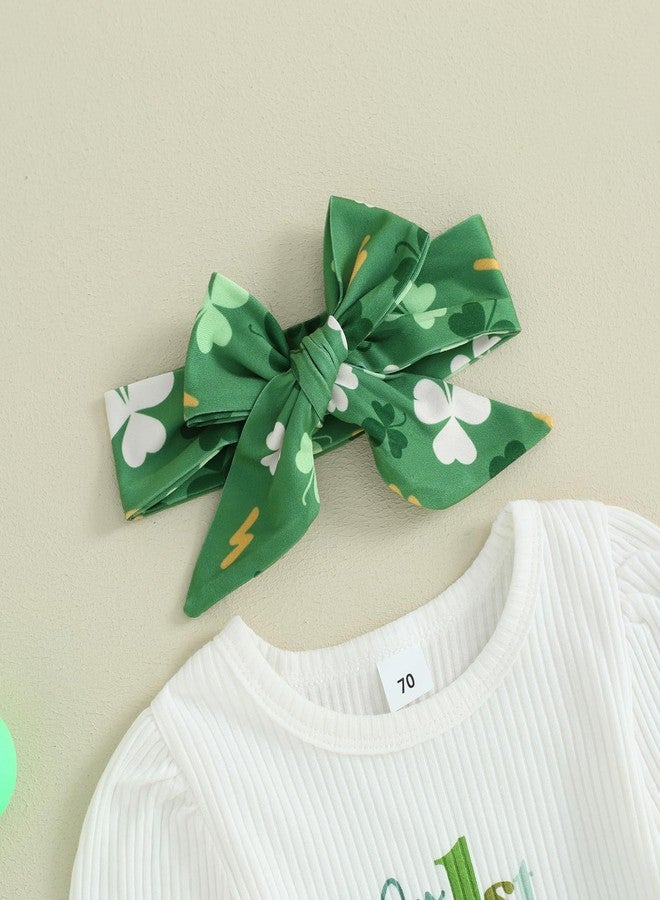 YINGISFITM My First St Patricks Day Baby Girl Outfit Newborn Clover Long Sleeve Romper Onesie Bell Bottoms Pants Clothes (My 1st ST Patricks Day, 0-3 Months) - Image 4