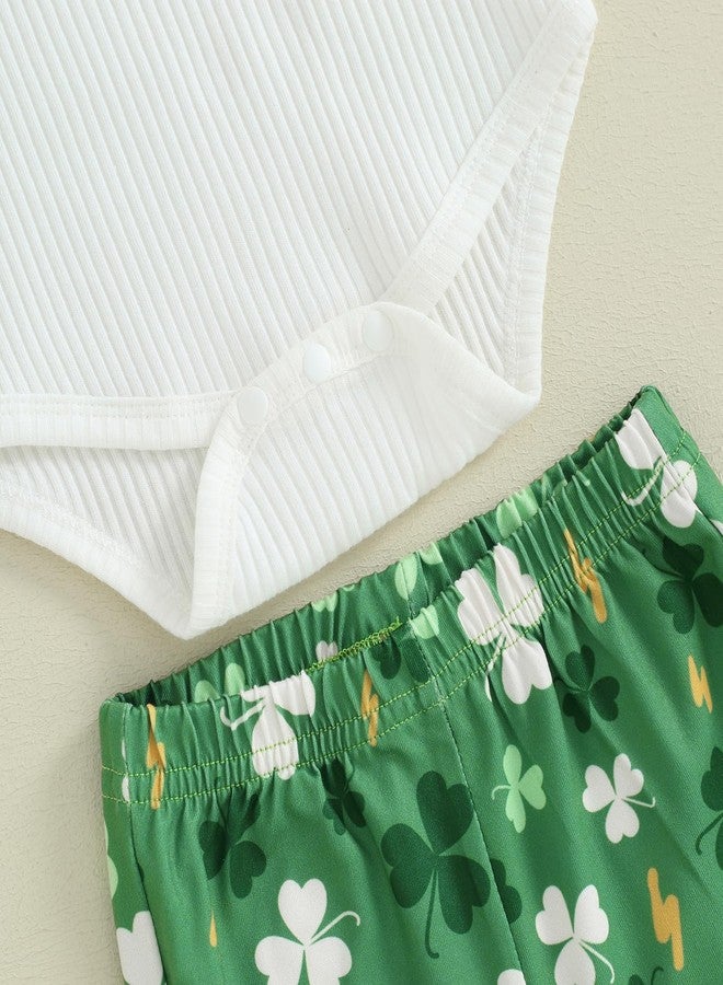YINGISFITM My First St Patricks Day Baby Girl Outfit Newborn Clover Long Sleeve Romper Onesie Bell Bottoms Pants Clothes (My 1st ST Patricks Day, 0-3 Months) - Image 5