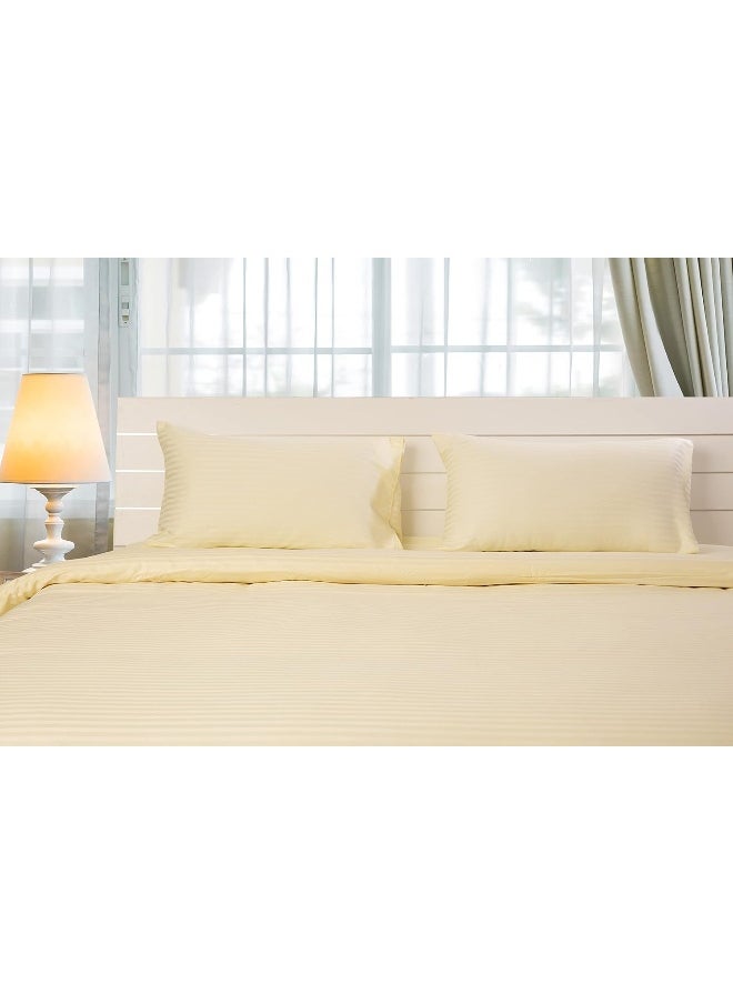 Hotel Linen Klub Hotel Linen Klub King Duvet Cover - 1 Piece, Luxurious 100% Cotton Sateen with 250 Thread Count, Stylish Classic Stripe Pattern with Button Closure, Size: 245 x 265 cm, Elegant Cream Aesthetic  - Image 3