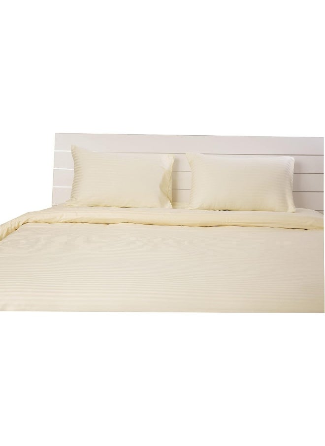 Hotel Linen Klub Hotel Linen Klub King Duvet Cover - 1 Piece, Luxurious 100% Cotton Sateen with 250 Thread Count, Stylish Classic Stripe Pattern with Button Closure, Size: 245 x 265 cm, Elegant Cream Aesthetic  - Image 5