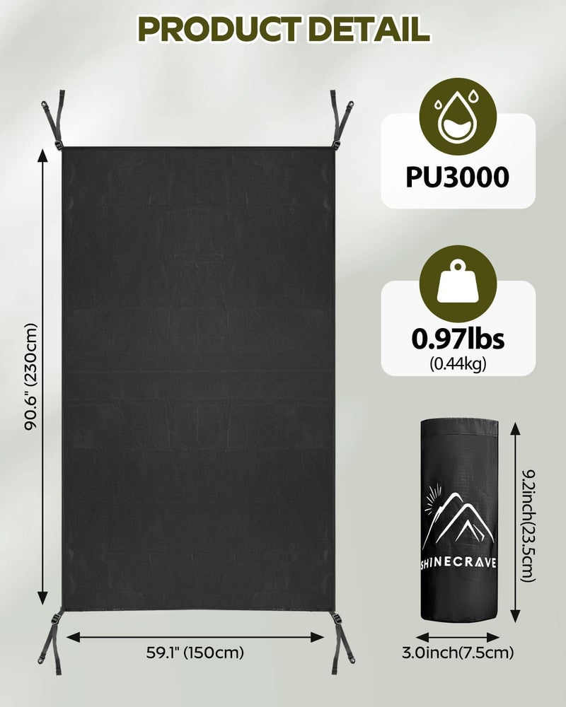 SHINECRAVE Premium Tent Footprint, PU3000, Oxford Ripstop Fabric, Durable,Tarp Ground Sheet for 2 Person Backpacking Tent Floor Protector for Hiking, Camping, Beach and Picnic (Rectangle(90.6" L x 59" W) - Image 3